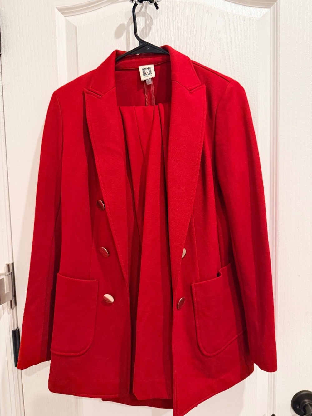 Anne Klein Red Blazer & Pants Suit Set Size S